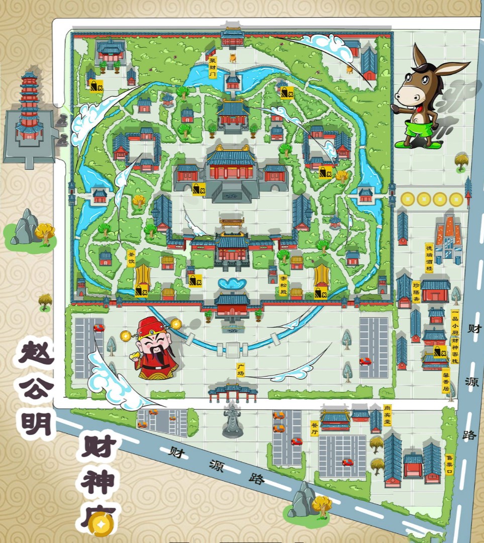 梨树寺庙类手绘地图